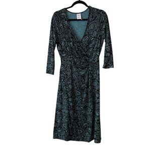 Elegant Black and Blue Paisley Dress